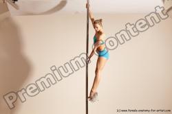 Underwear Gymnastic poses Woman White Moving poses Slim long blond Dynamic poses Academic